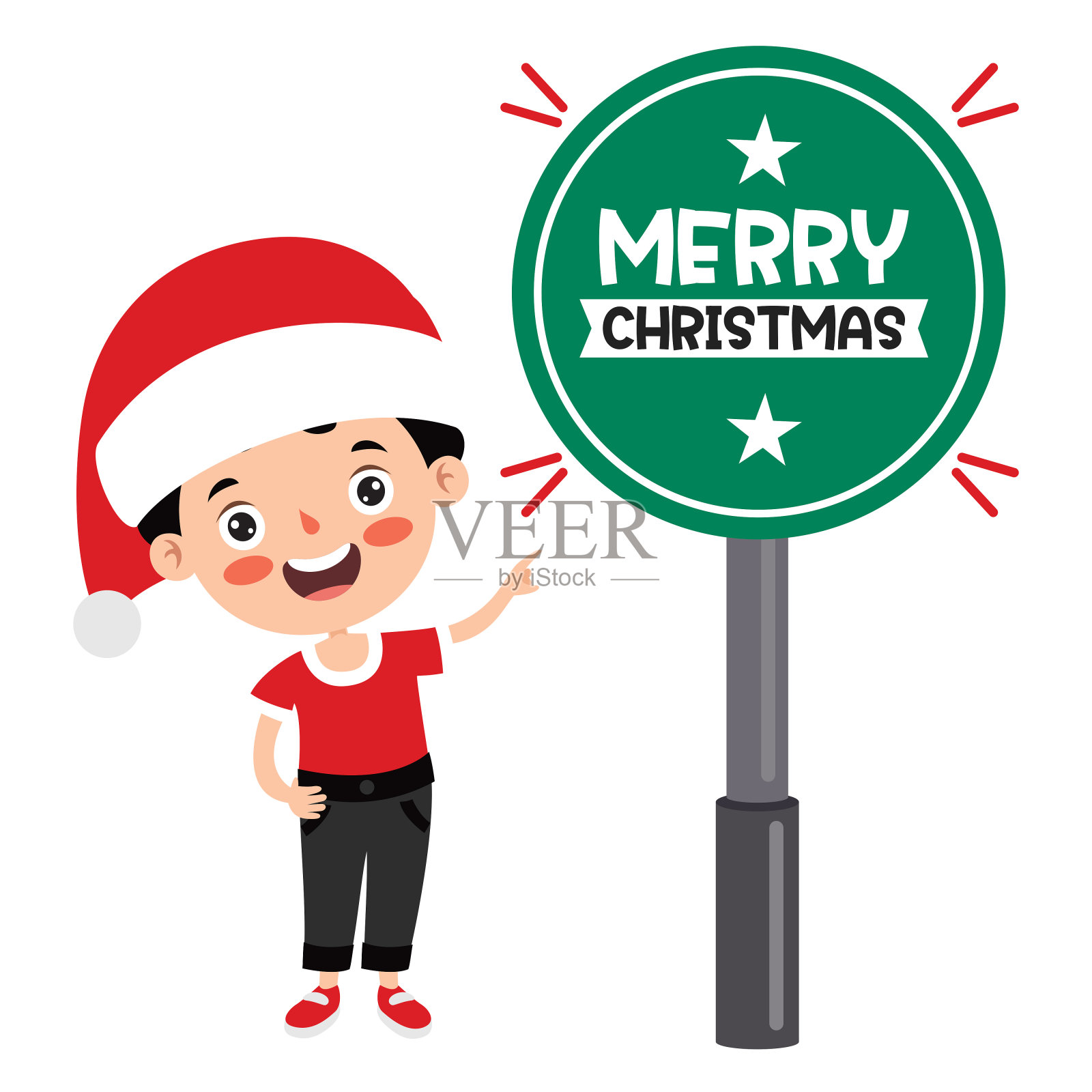 卡通人物圣诞问候插画图片素材