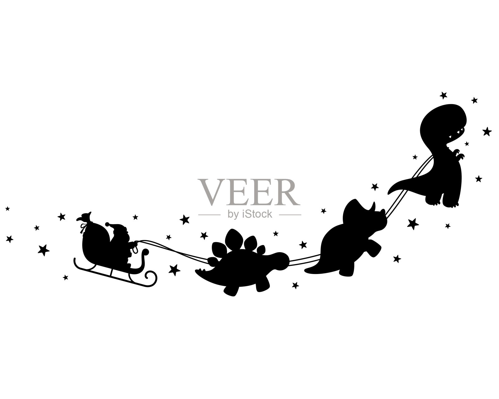 恐龙雪橇骑矢量插图在白色插画图片素材