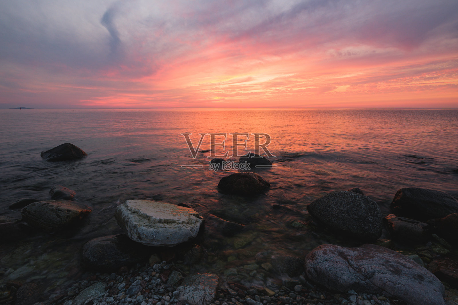 美丽的日落在一个岛上Öland在瑞典照片摄影图片