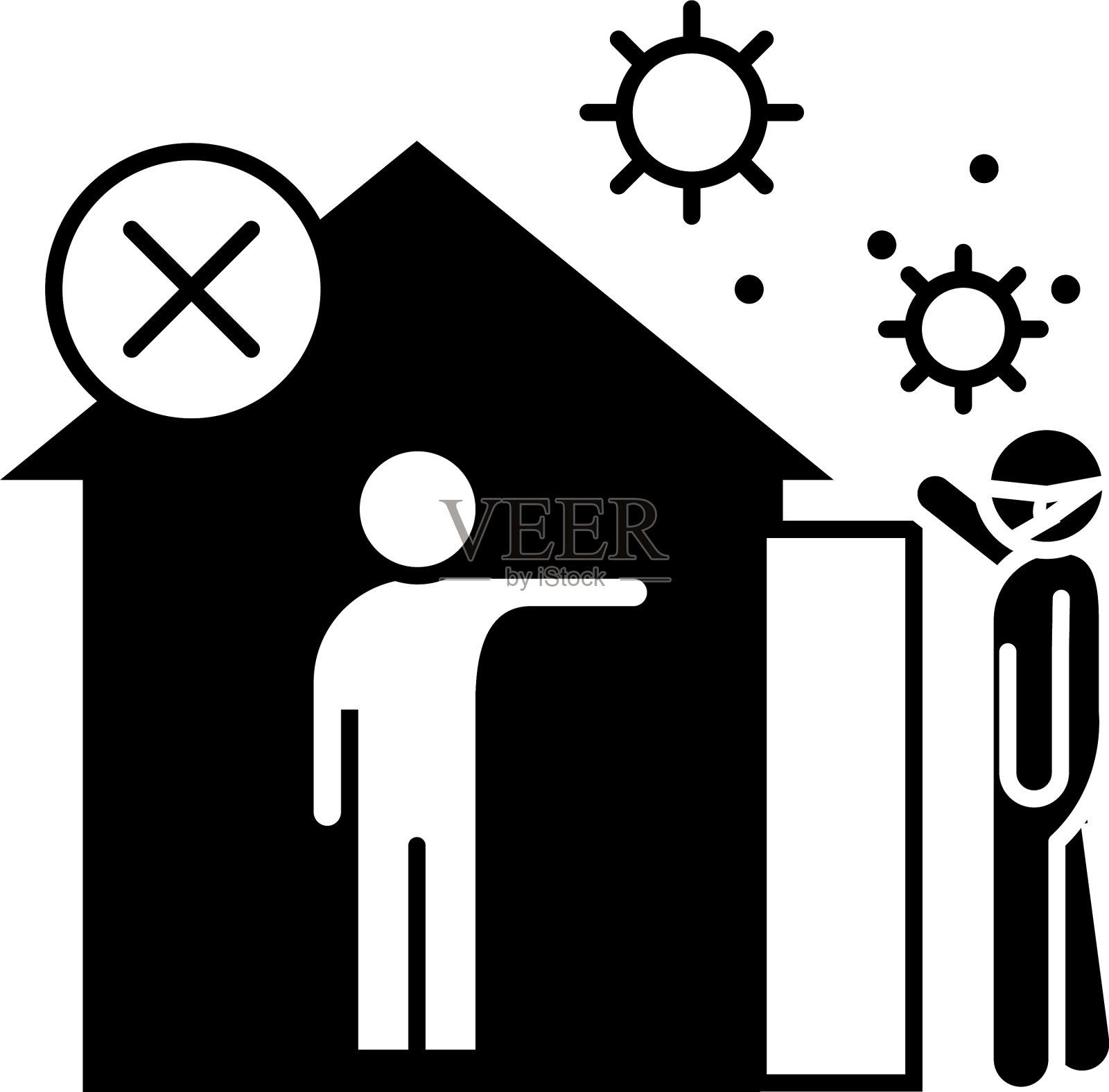 Covid - 19冠状病毒社交距离预防设计元素图片