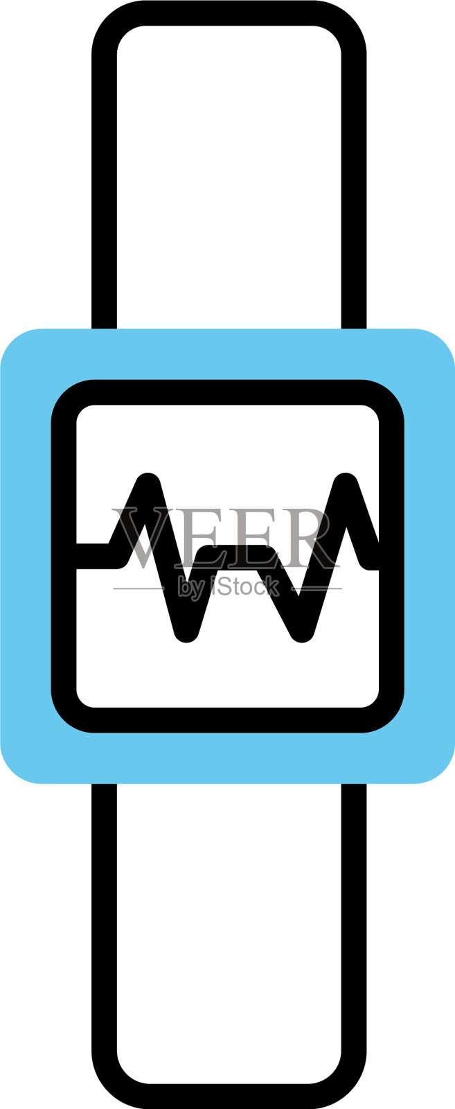 智能手表与有氧应用线半彩色风格插画图片素材