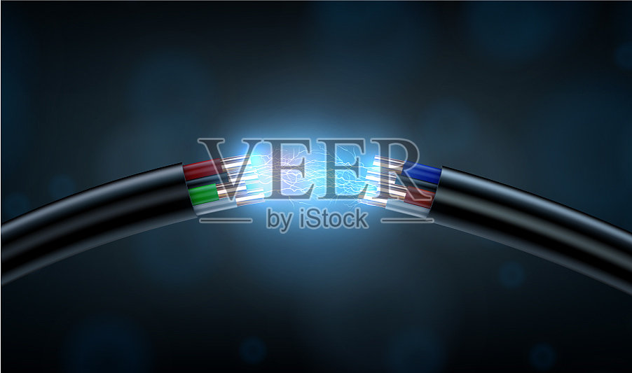 电缆打破插画图片素材