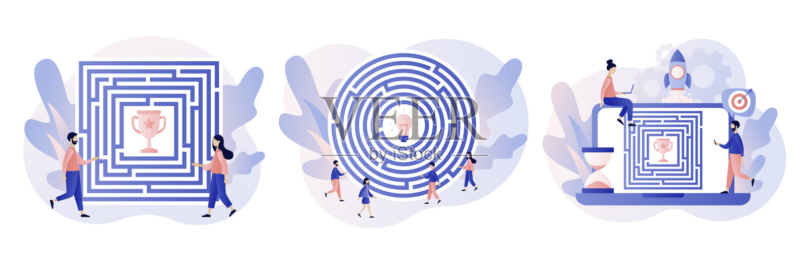 商业迷津概念商业隐喻微小插画图片素材