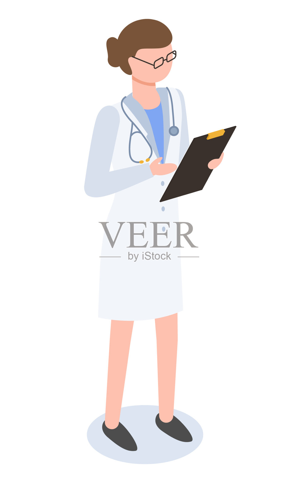 医生穿着医袍,听诊器被隔离设计元素图片