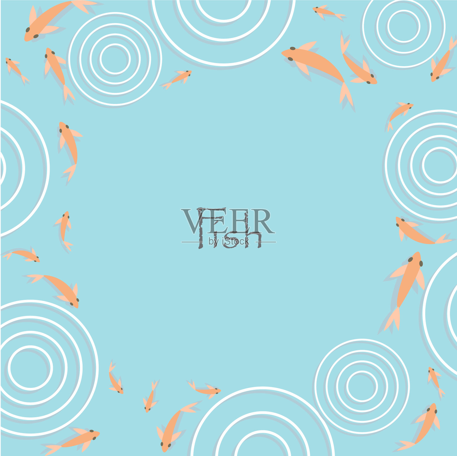 金鱼与水圈架插画图片素材