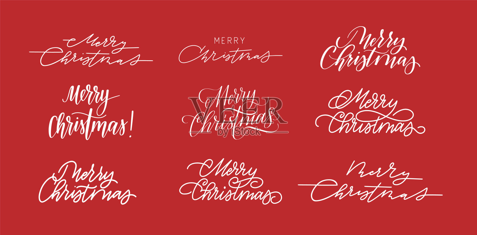 圣诞快乐书法套装。现代和复古的插画图片素材