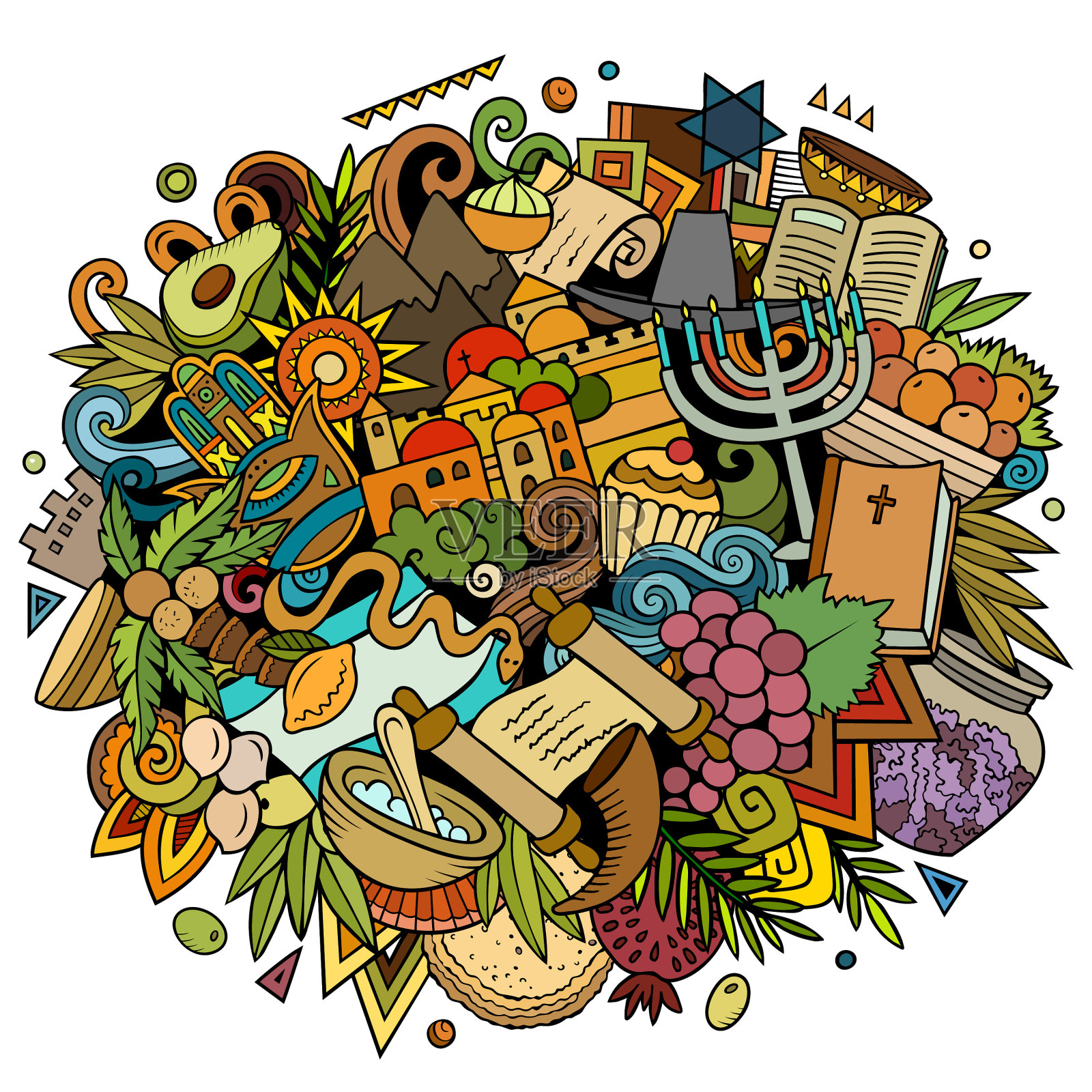 以色列手绘卡通涂鸦设计元素图片