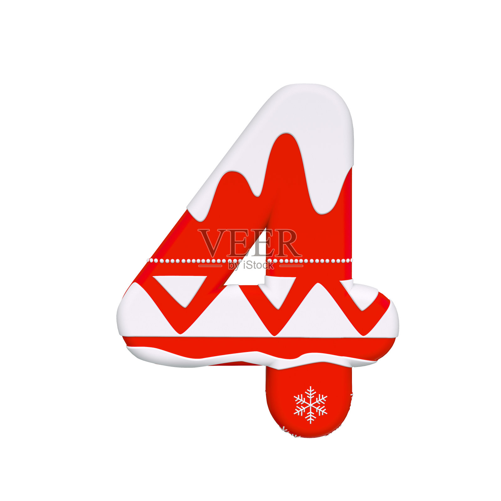 圣诞数字4 - 3d圣诞数字-适合庆祝,圣诞老人或冬季相关主题照片摄影图片