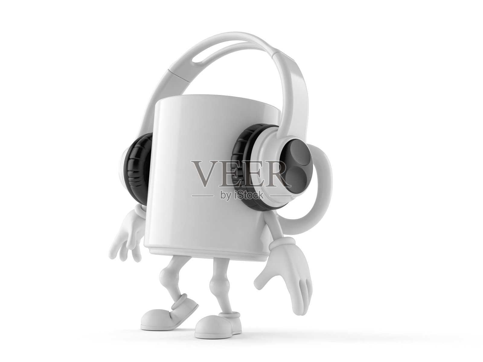 带耳机的杯子人物照片摄影图片