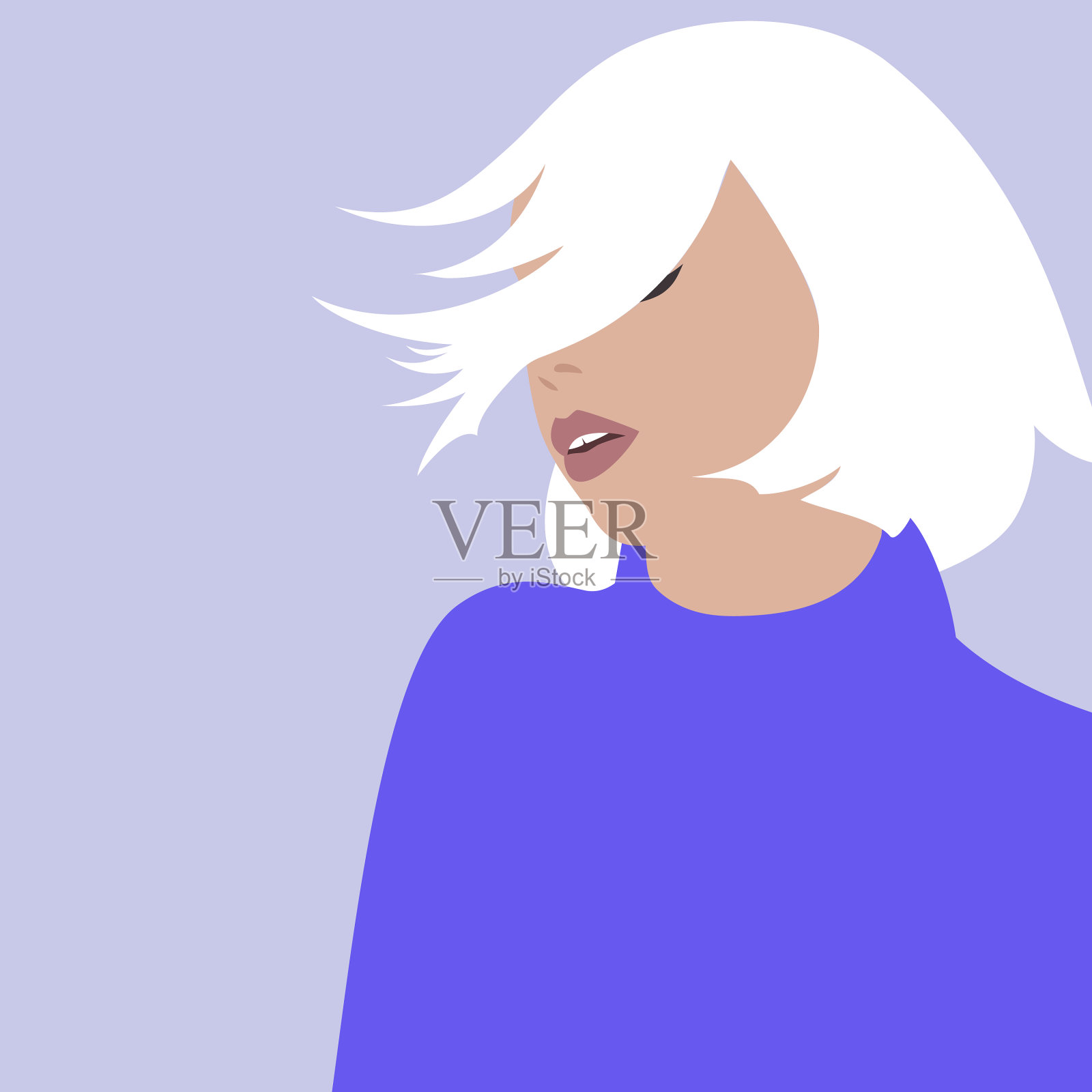 想象一个美丽的女孩没有一张脸在插画图片素材