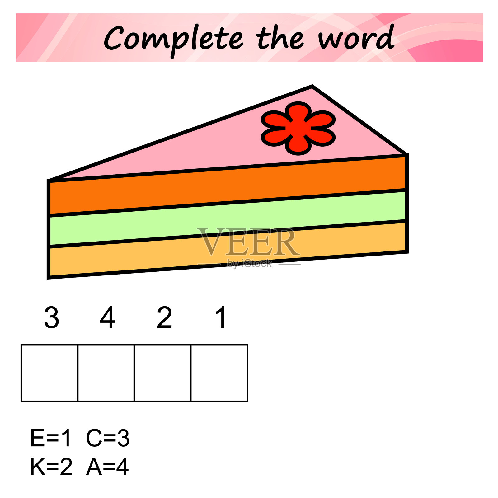 学龄前儿童的字谜工作表插画图片素材