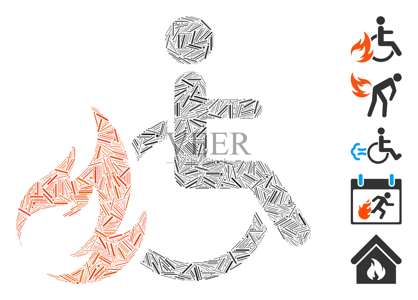 孵化拼贴烧伤病人图标插画图片素材