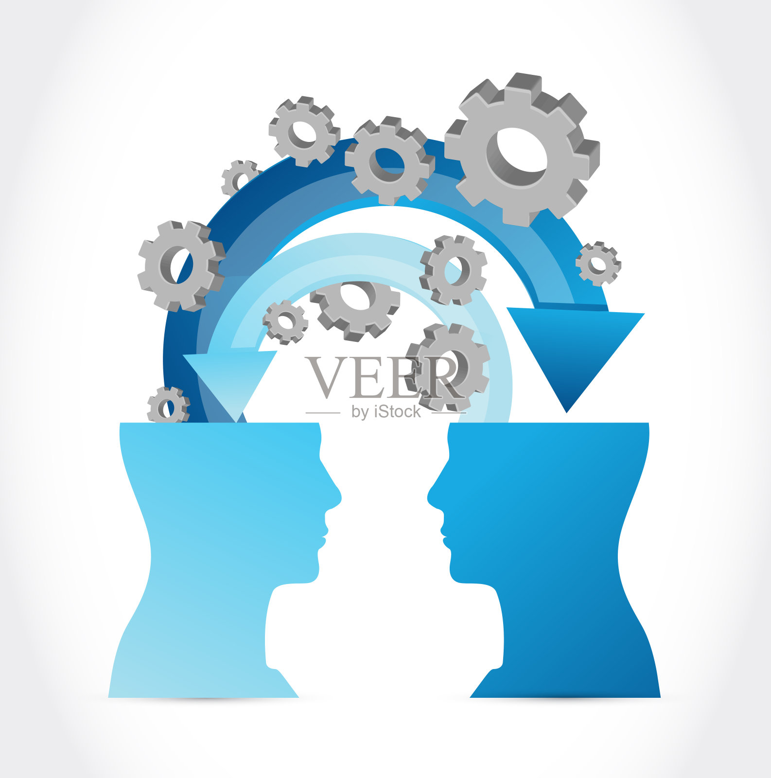 电话转移箭头和齿轮插画图片素材