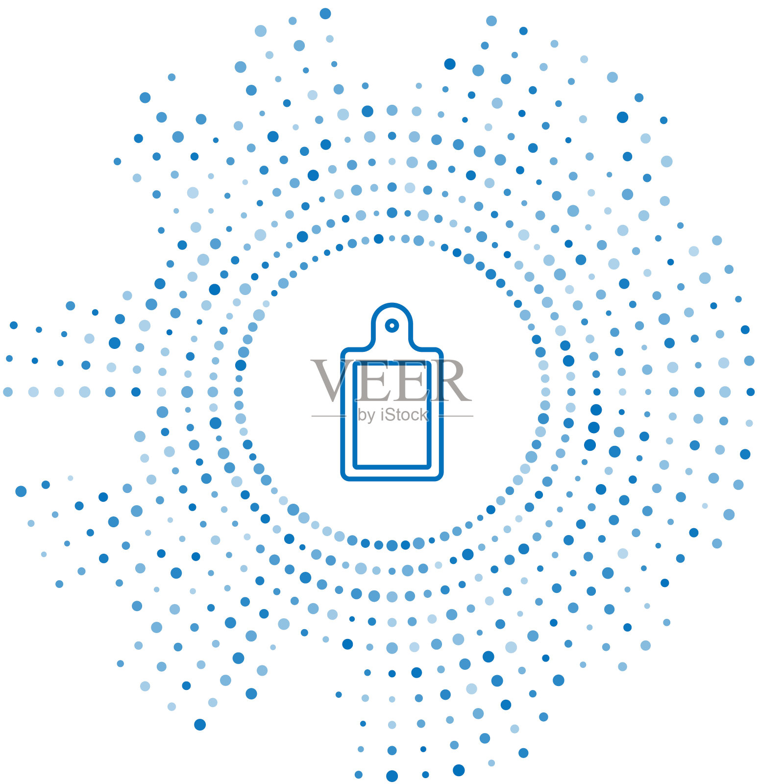 蓝线砧板图标隔离在白色背景上。砧板符号。抽象圆随机点。向量图标素材