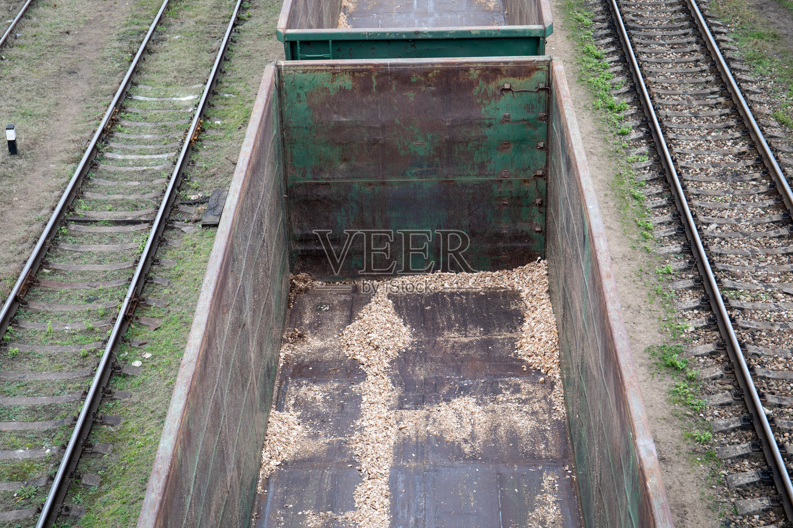 空铁路车皮。散装货物运输。物流,进出口照片摄影图片