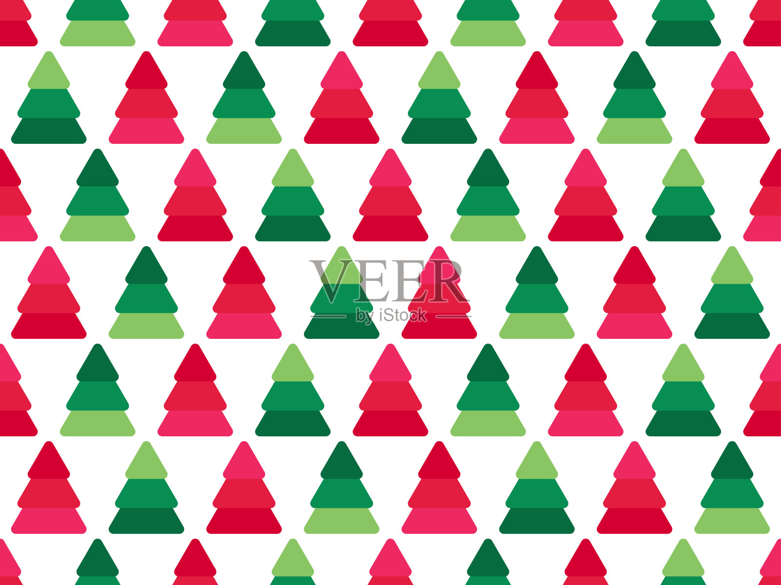圣诞无缝图案与圣诞树。节日时间杉树。圣诞装饰,贺卡和横幅的节日背景。矢量图插画图片素材