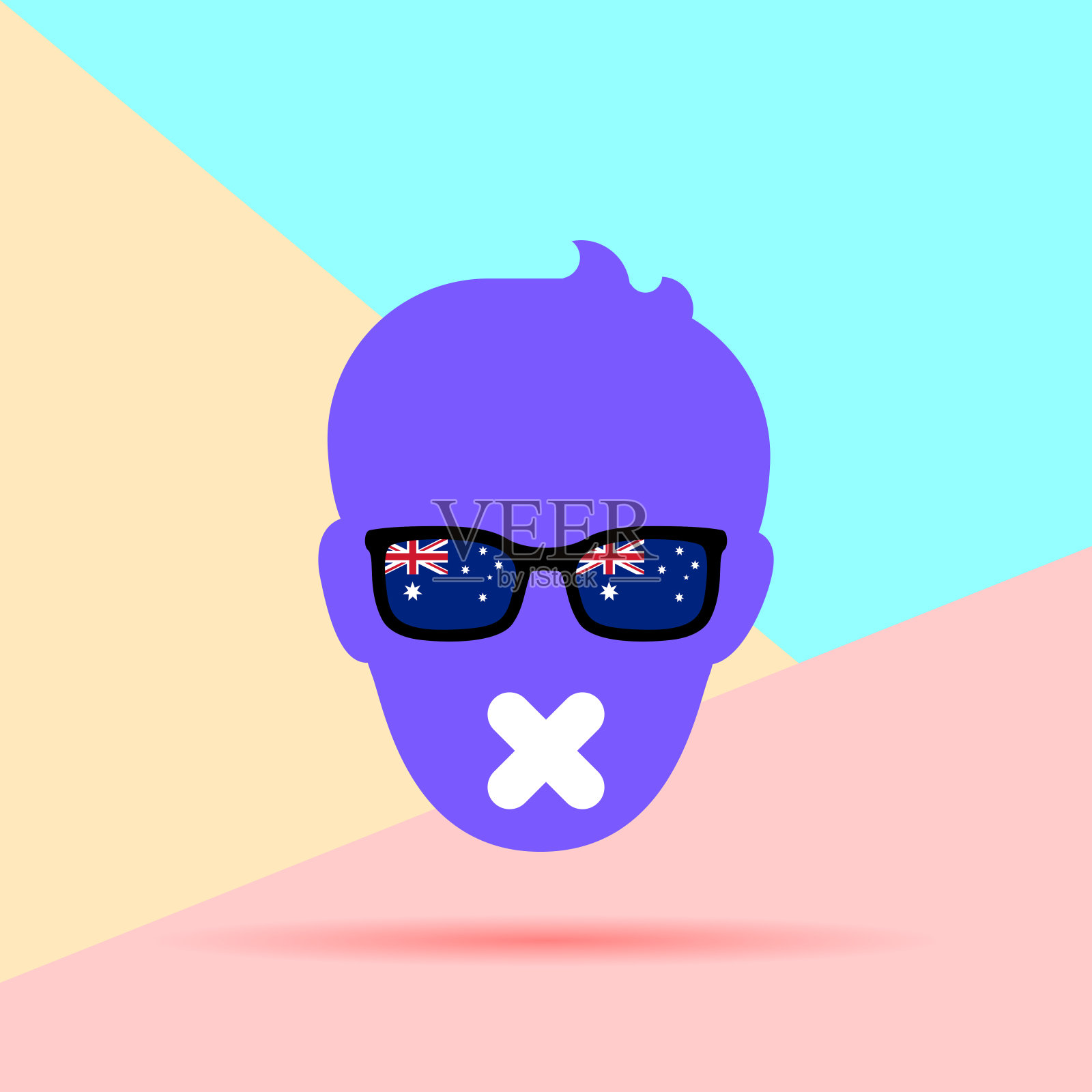 平面线条现代艺术设计平面形象的男性脸用插画图片素材