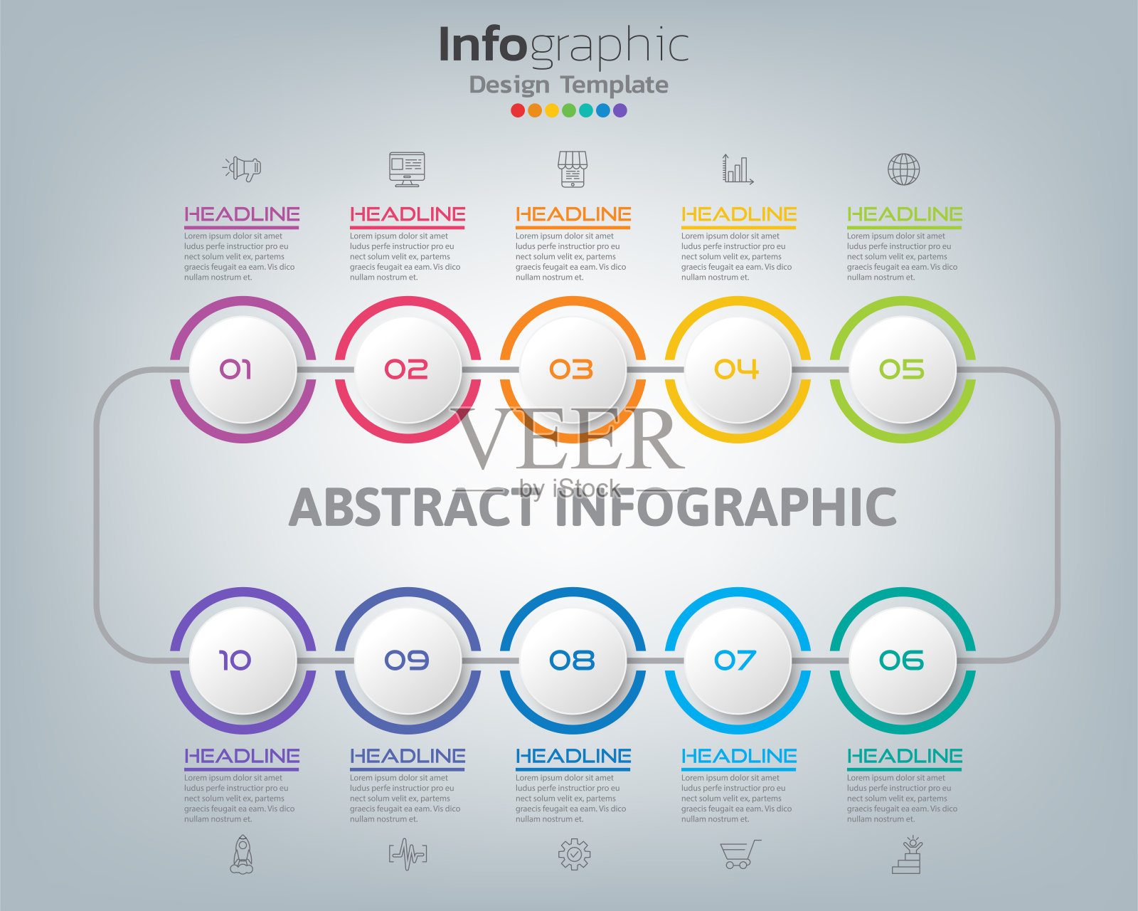 带有选项和图标的抽象信息图流程图可用于您的设计。插画图片素材
