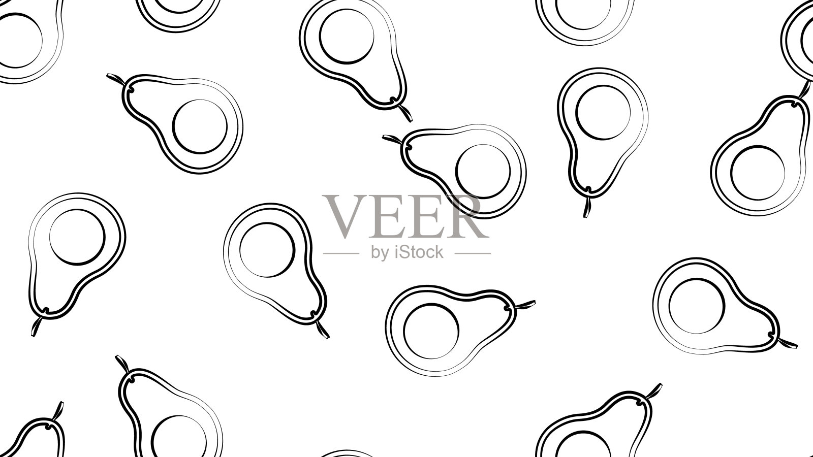 无缝矢量模式与水果鳄梨。厨房,纺织品印刷,手机壳。混合设计的织物和装饰。手绘插图插画图片素材