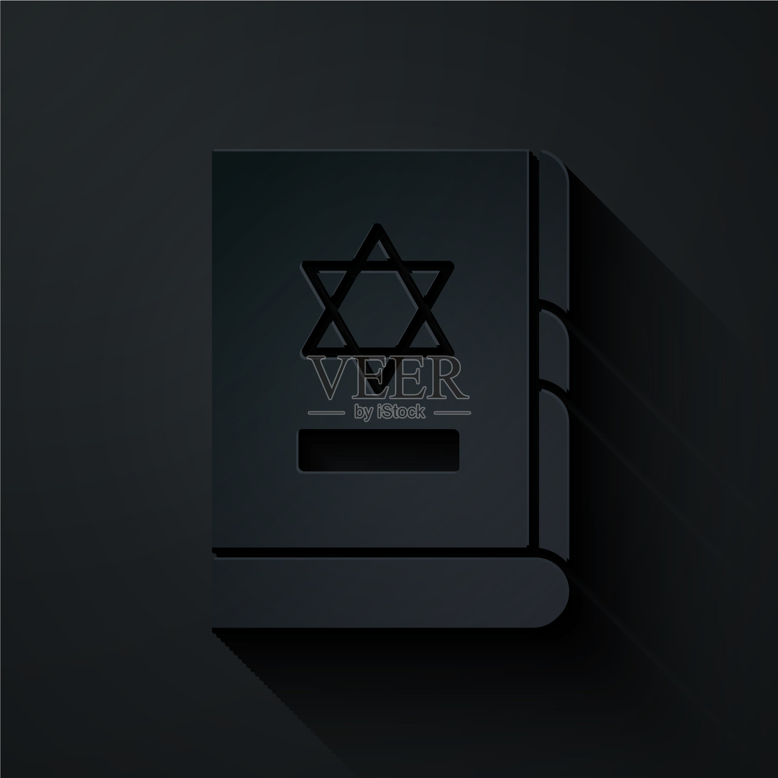 剪纸犹太律法书图标孤立在黑色插画图片素材