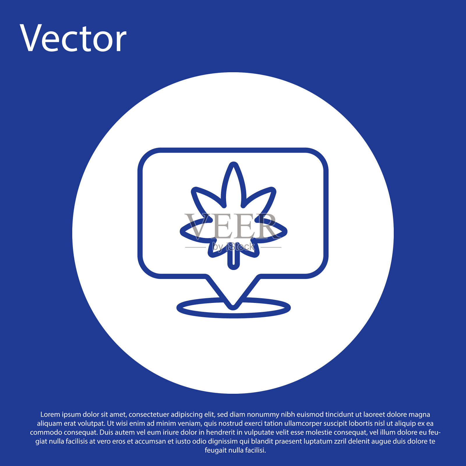 蓝线地图指针和大麻插画图片素材