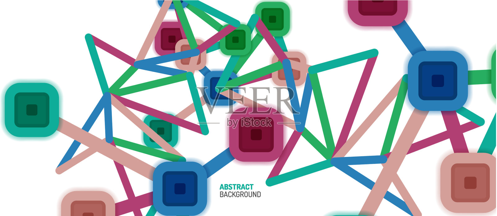 抽象的正方形网点连接方式插画图片素材