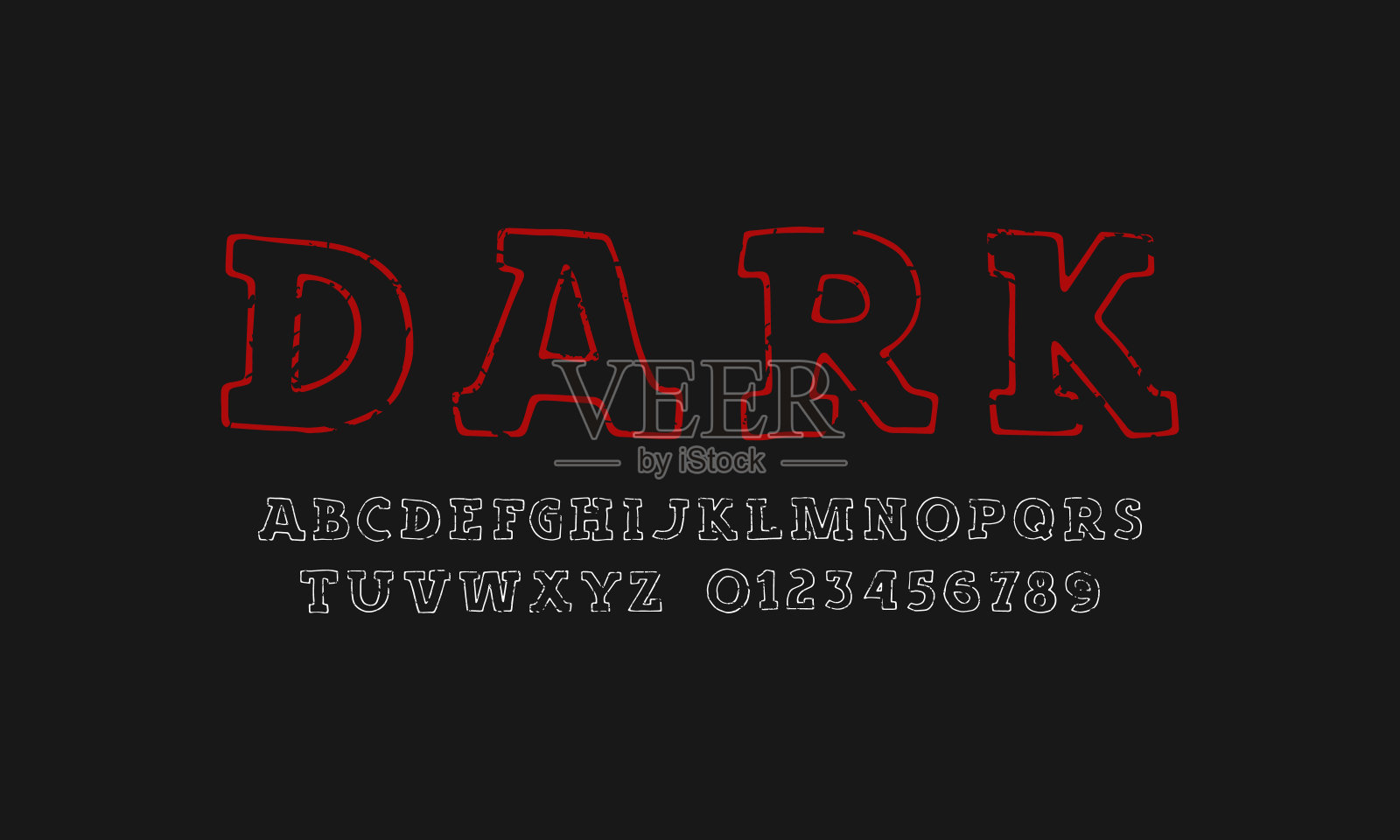 空心衬线字体在手工图形风格插画图片素材