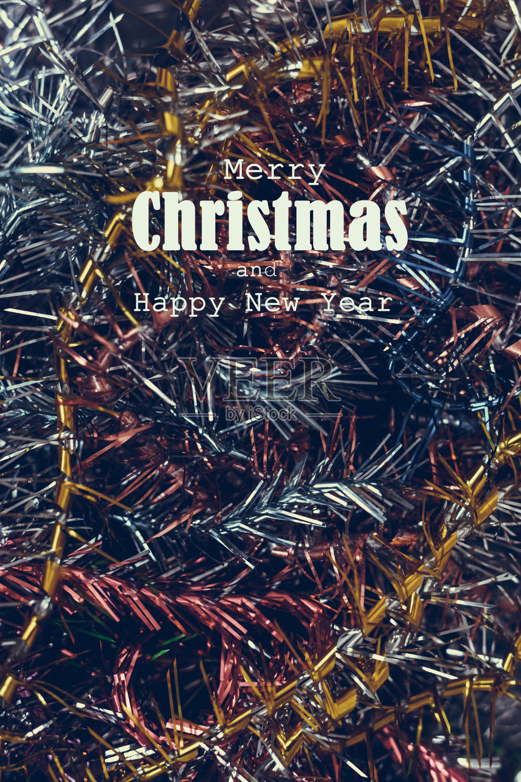 很多圣诞节彩色的古董金属丝。色彩喜庆圣诞质感照片摄影图片