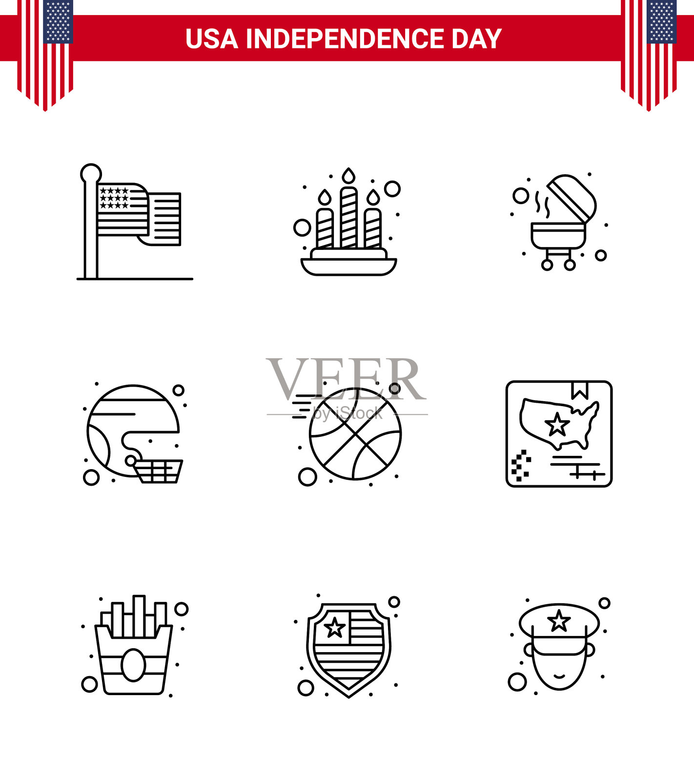 美国线签署独立日庆典插画图片素材