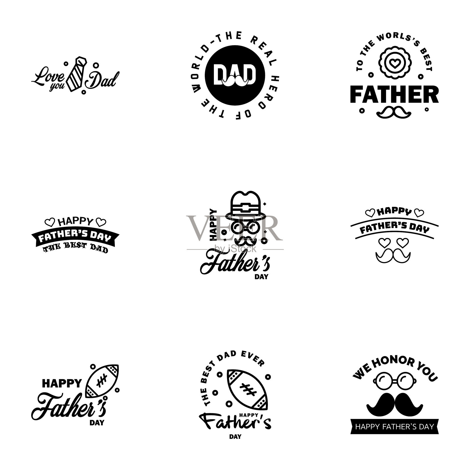 父亲节贺卡9黑色图标素材