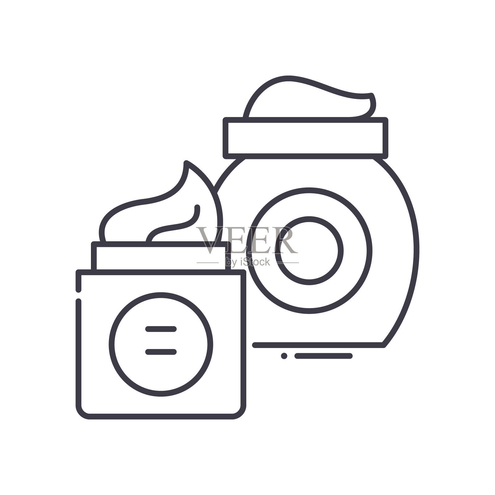 奶油概念图标,线性孤立的插图,细线矢量,网页设计标志,轮廓概念符号与可编辑的白色背景笔触。图标素材