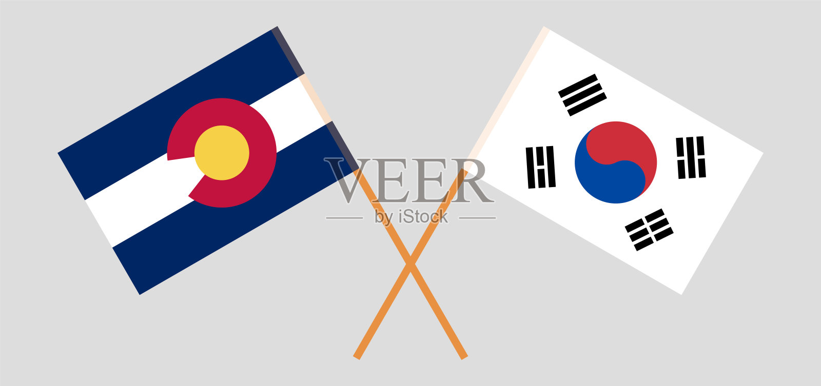 科罗拉多州和韩国的交叉旗帜插画图片素材