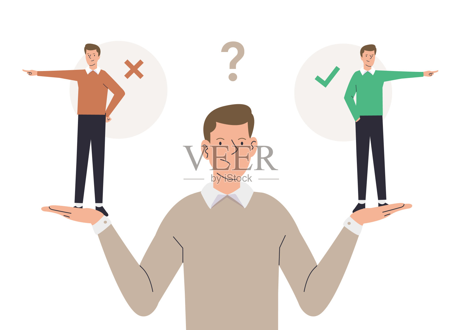 伦理困境插图与人之间选择的正确或错误插图矢量插画图片素材