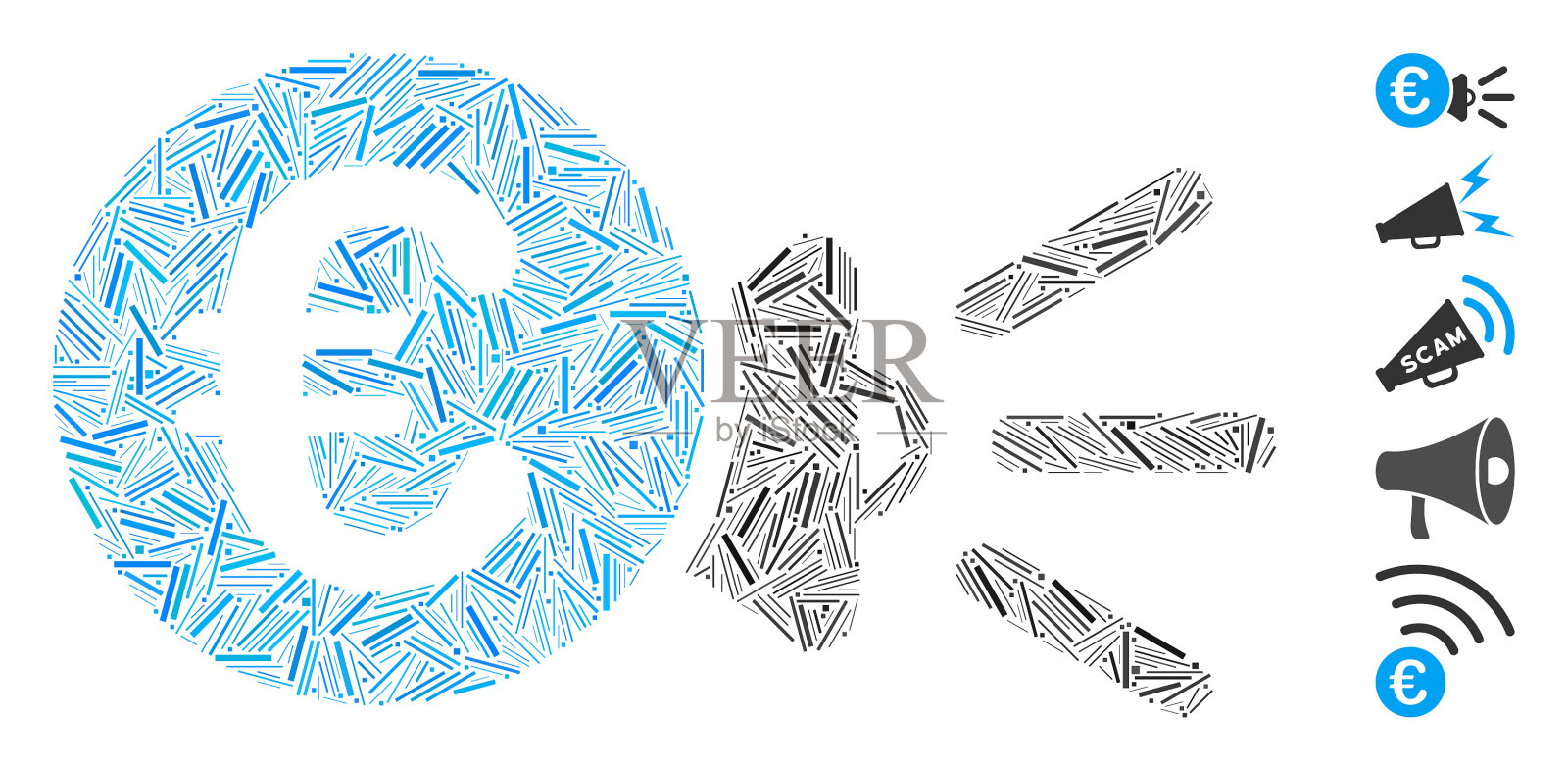 Dash马赛克欧元扩音器广告图标插画图片素材