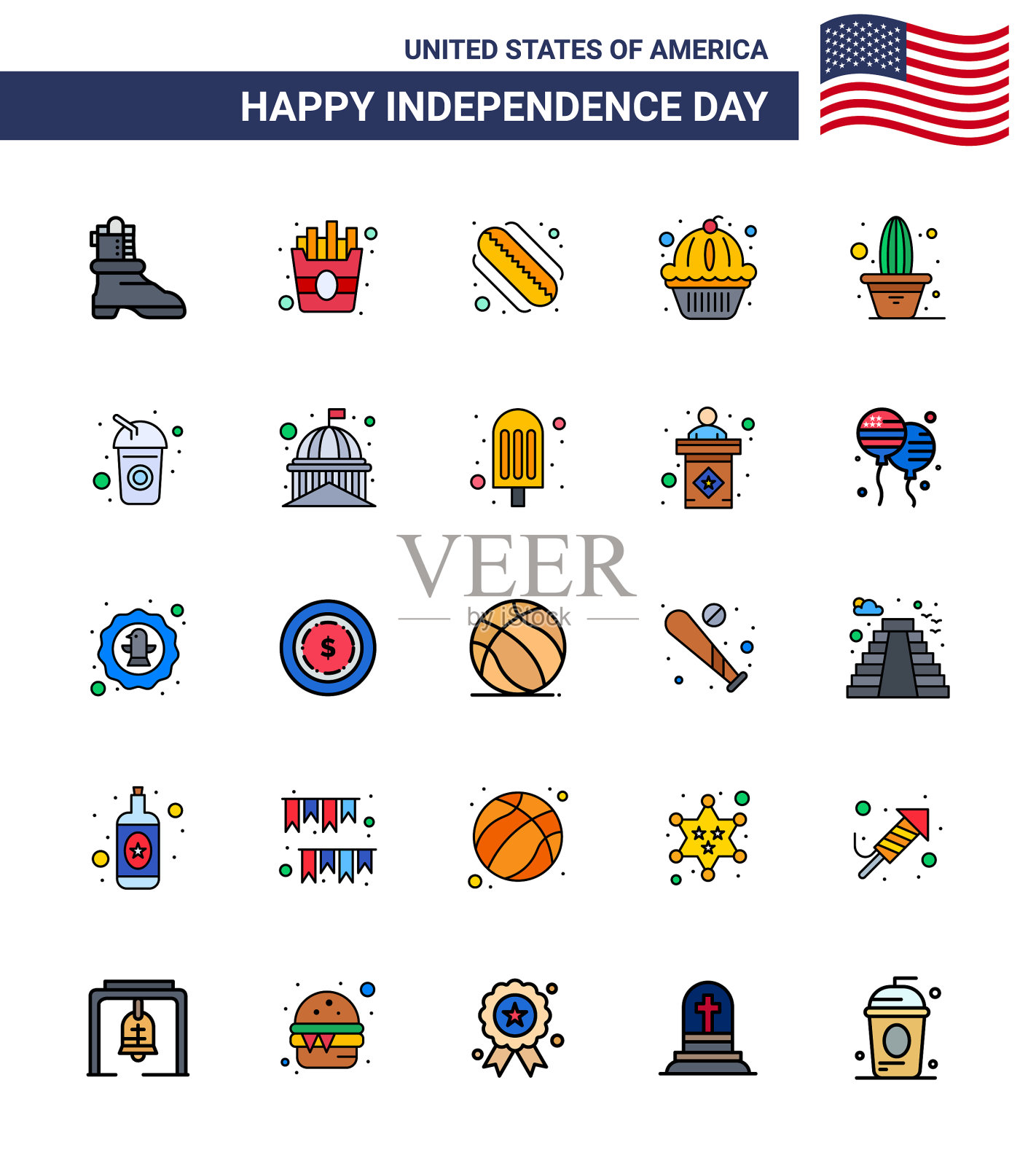7月4日美国独立日快乐的标志插画图片素材
