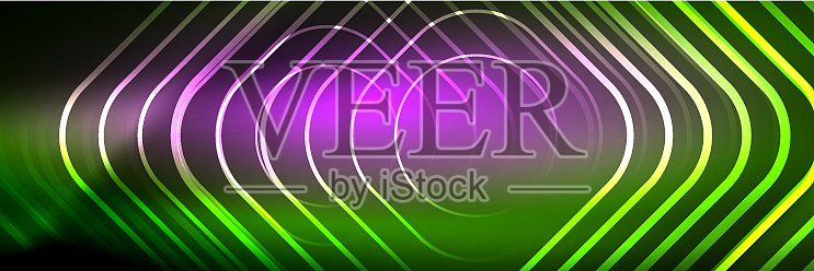 闪亮的霓虹灯发光的技术线高科技插画图片素材