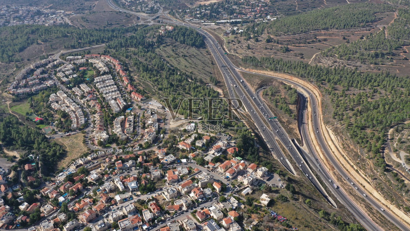 耶路撒冷景观和主干道航拍照片摄影图片
