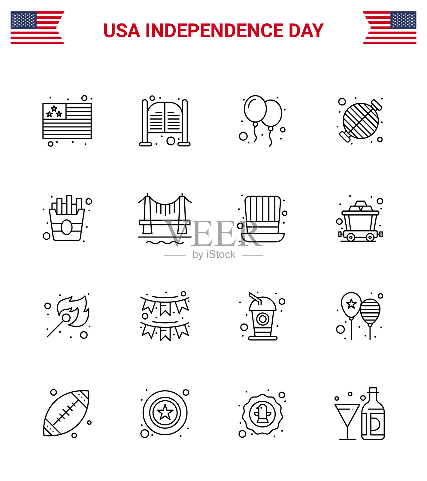 组16线为独立日设插画图片素材