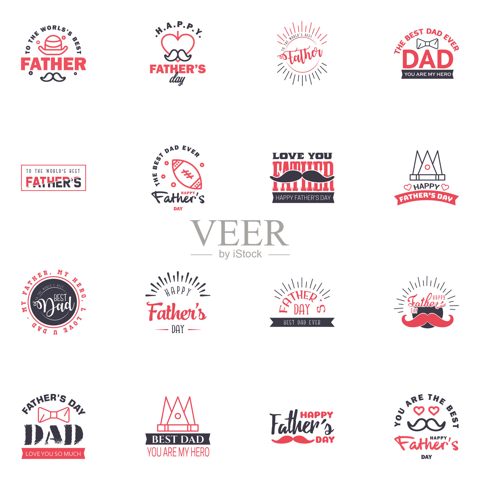 16黑粉套餐父亲节快乐插画图片素材