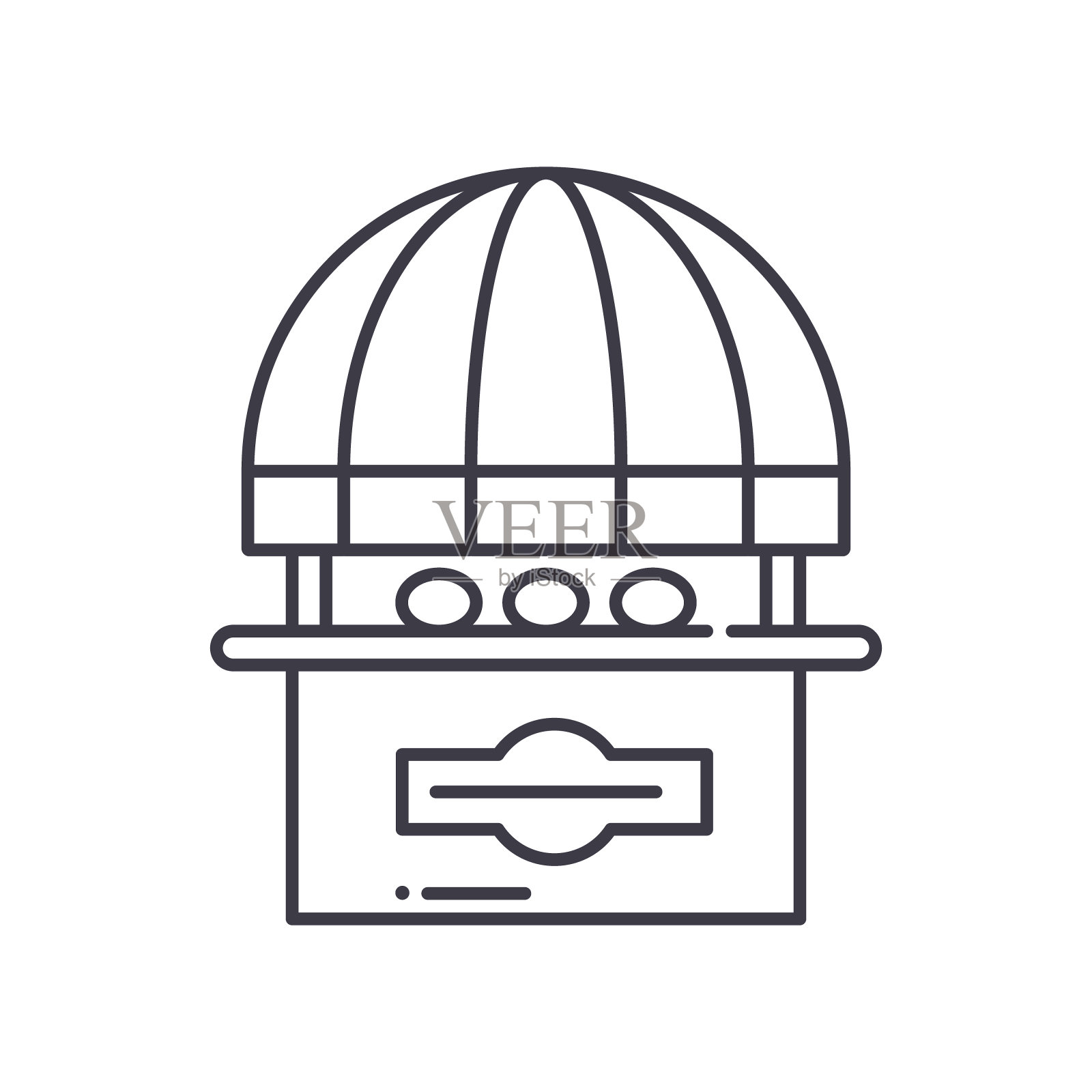 街头食品图标,线性孤立的插图,细线矢量,网页设计标志,轮廓概念符号与可编辑的笔画在白色的背景。插画图片素材