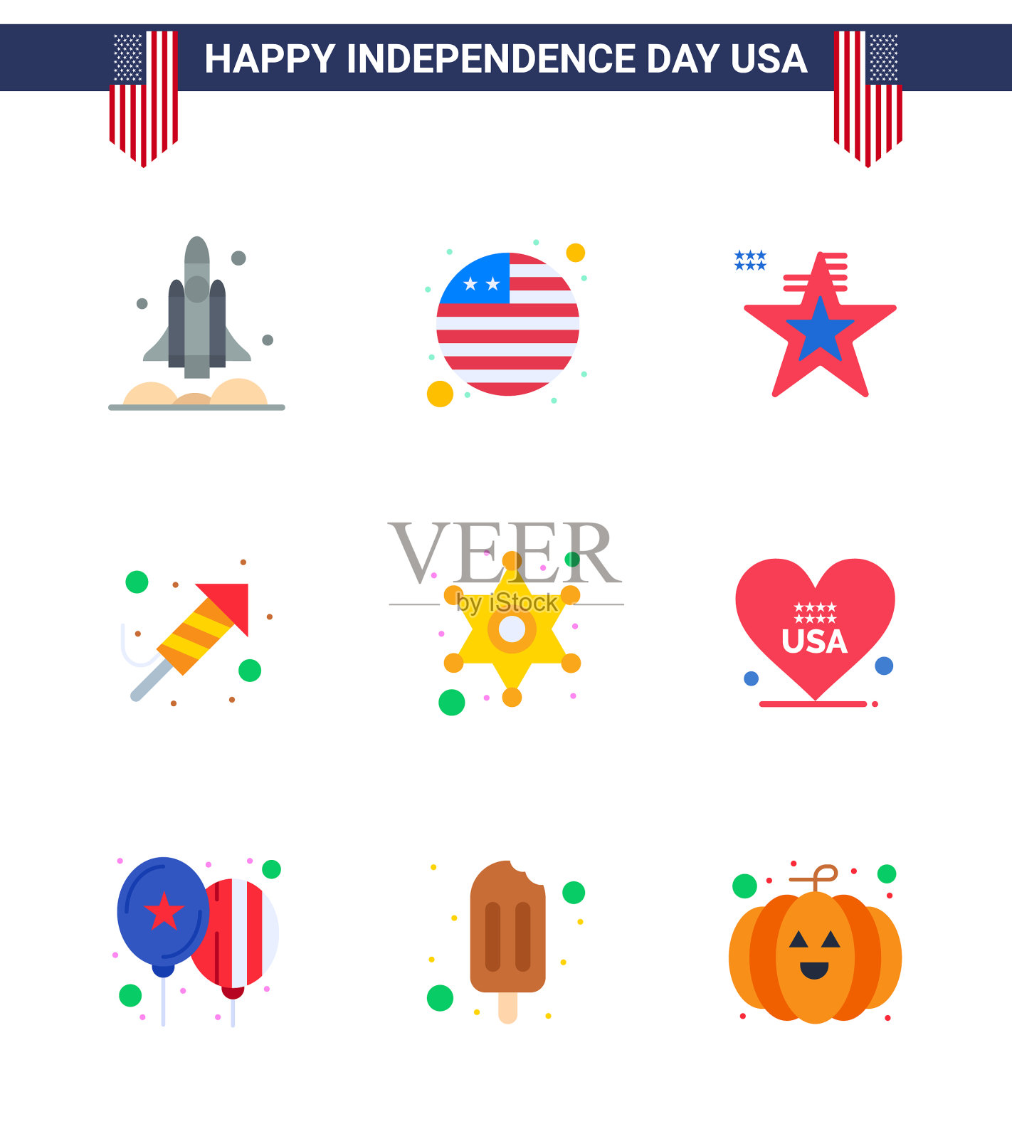 9个有创意的美国图标现代独立标志图标素材