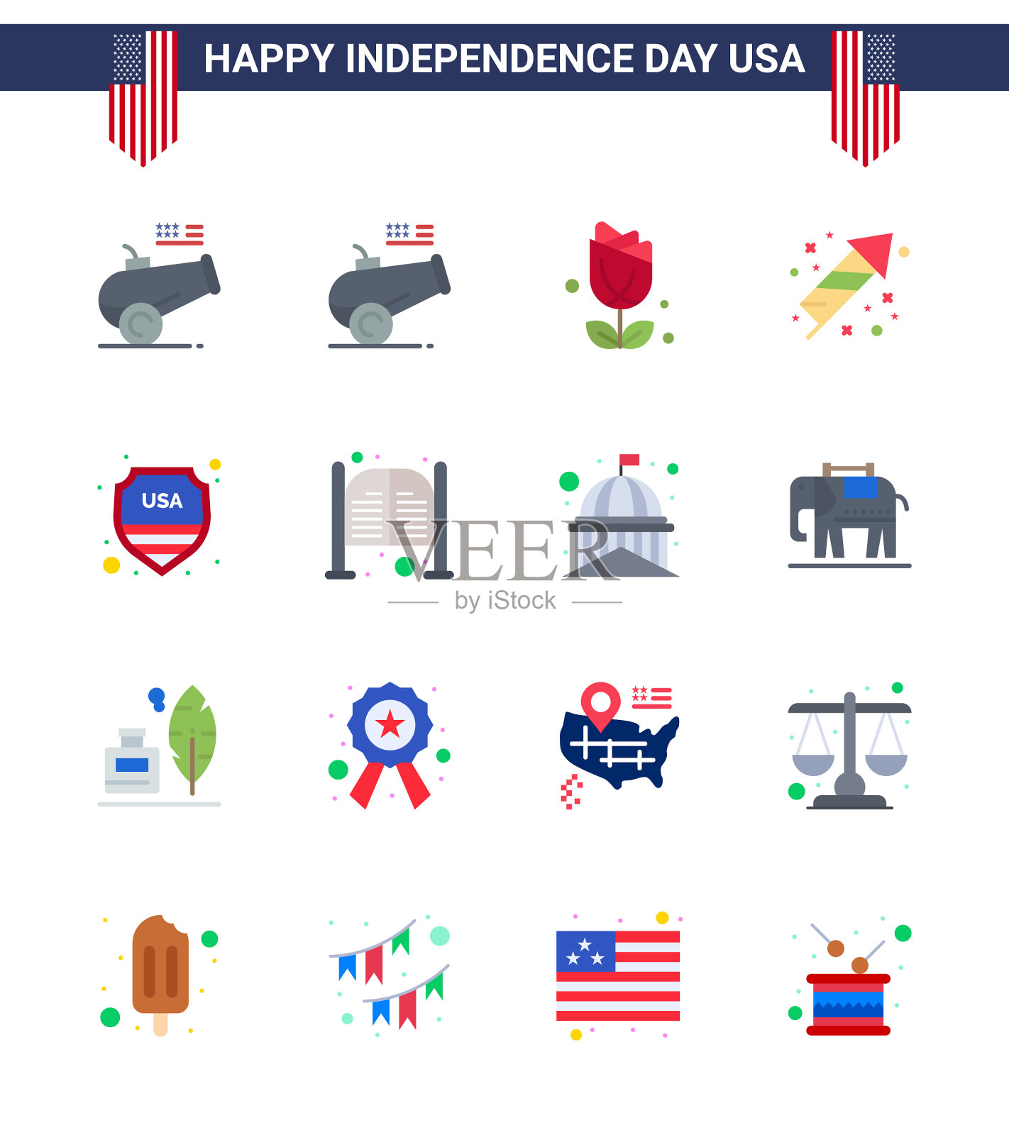 7月4日美国独立日快乐的标志插画图片素材
