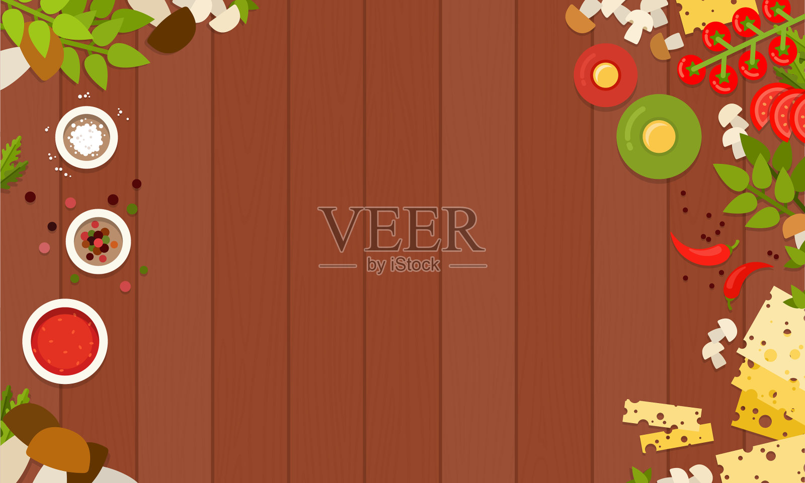 制作披萨蘑菇的产品和工具插画图片素材