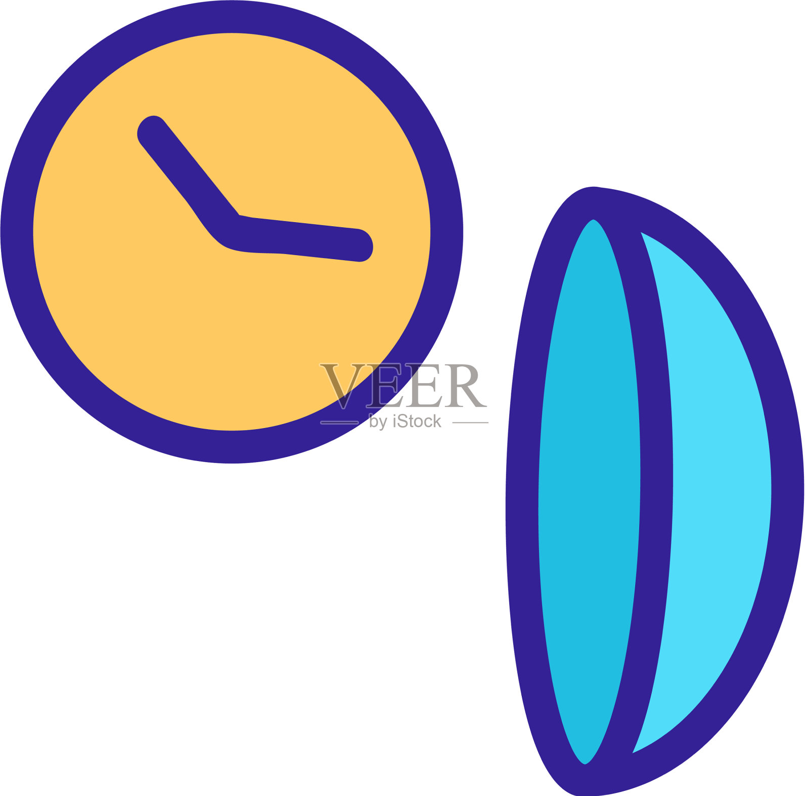 隐形眼镜时间使用图标轮廓设计元素图片