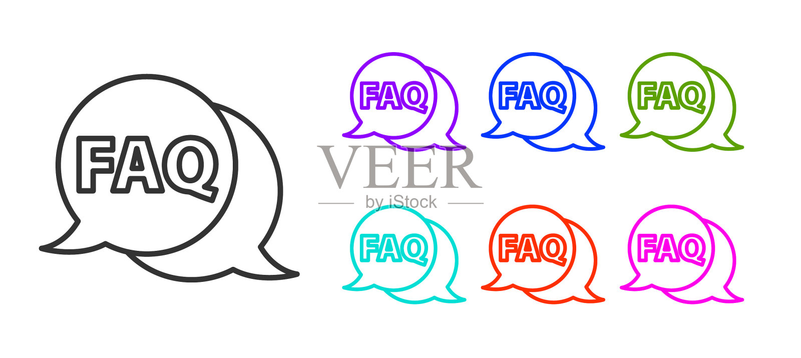 语音黑线气泡文本常见问题解答信息插画图片素材