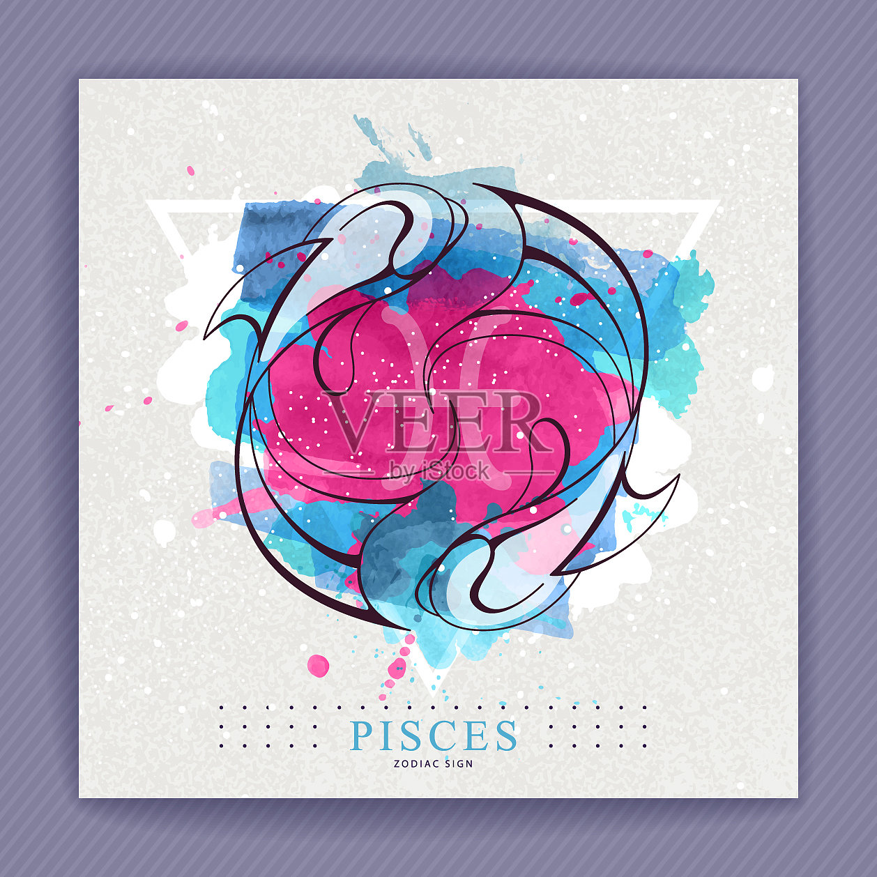 双鱼座星座的巫术卡片插画图片素材