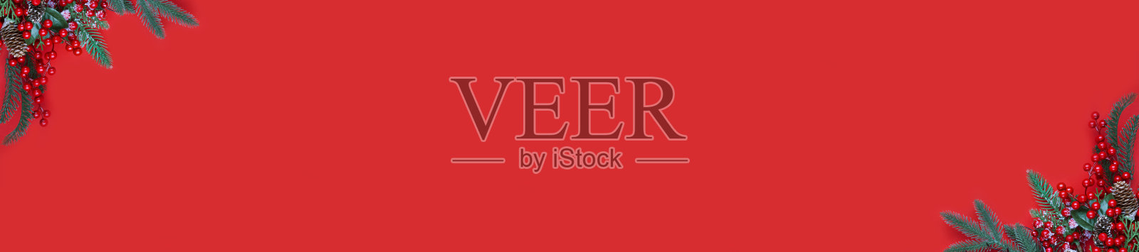 圣诞装饰的红色背景与复制空间为您的文本。横幅。照片摄影图片