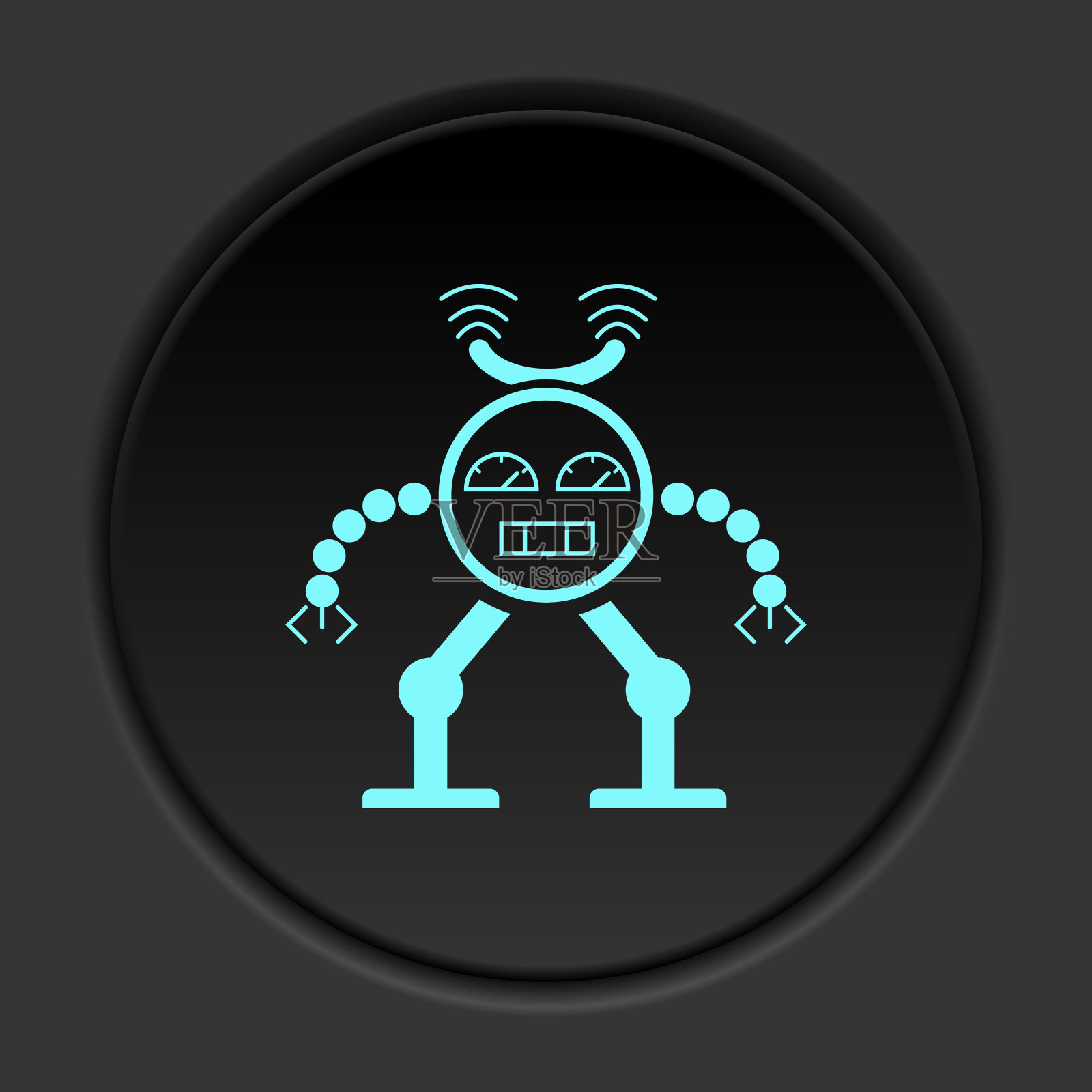 机器人技术。按钮横幅圆形徽章界面的应用说明插画图片素材