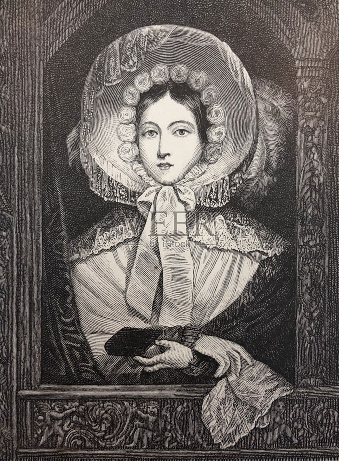 古董插图-维多利亚女王的肖像插画图片素材