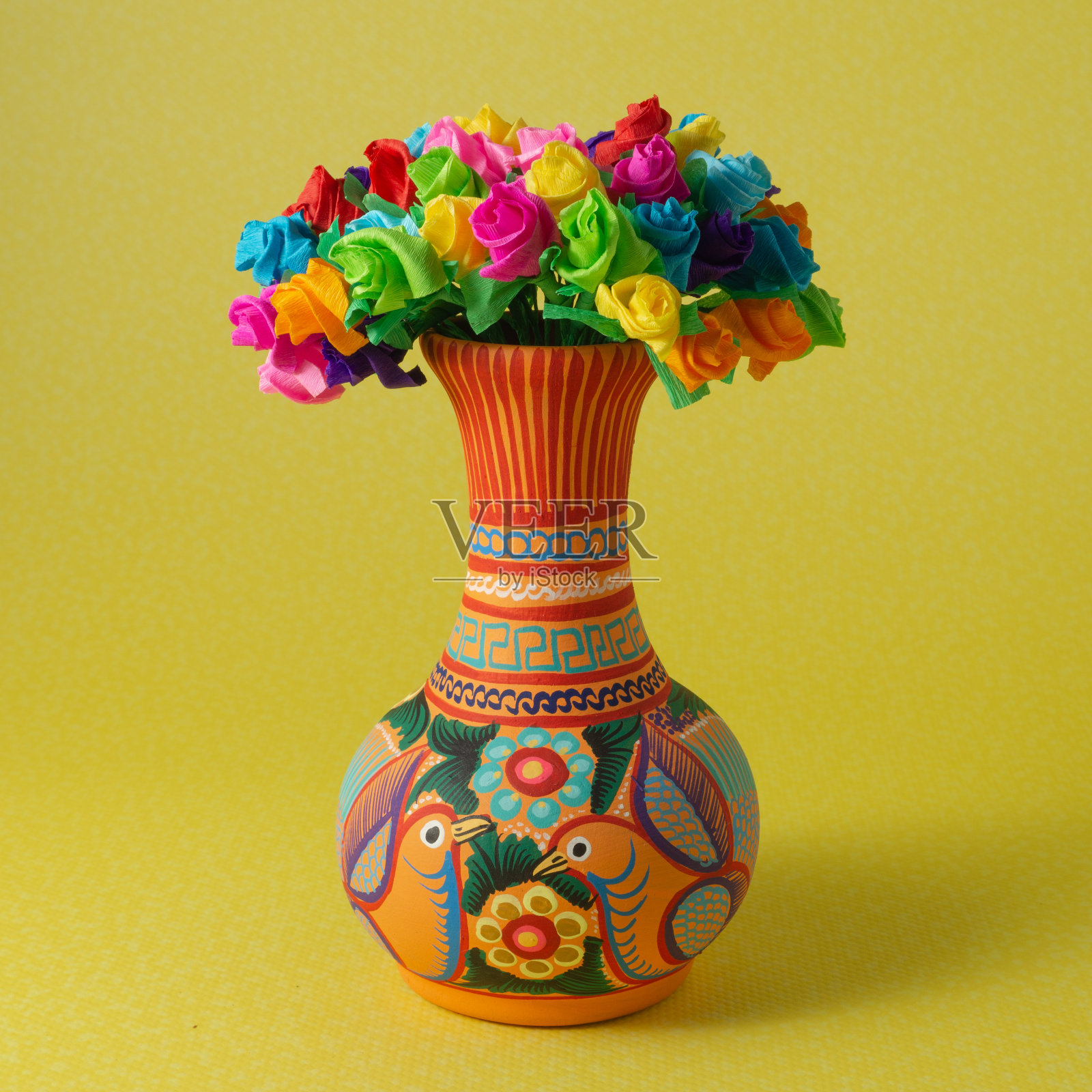墨西哥花瓶与令人惊叹的和多彩的装饰,墨西哥工艺照片摄影图片